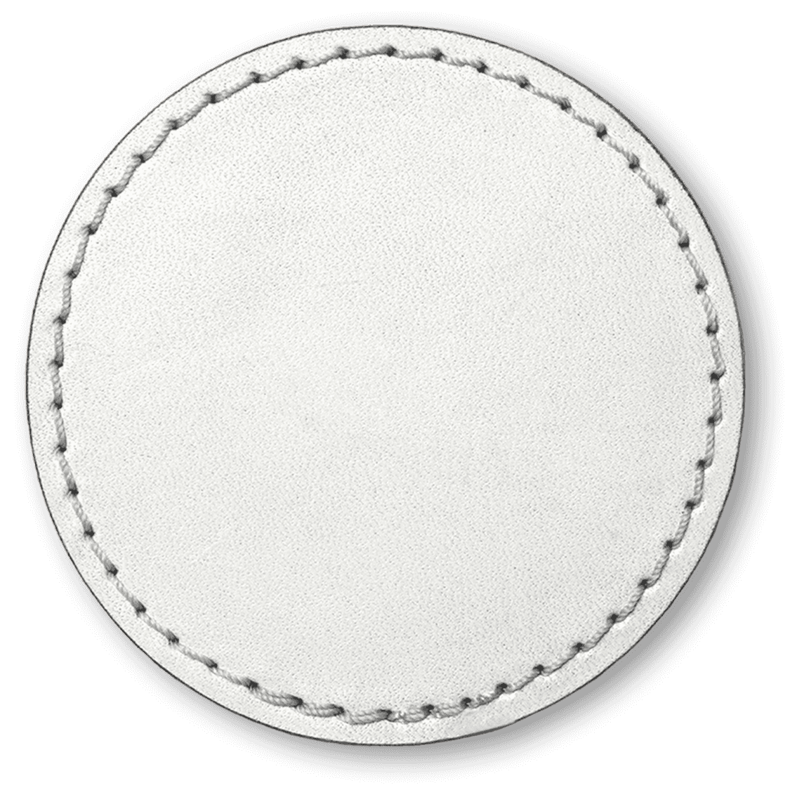 Image of blank natural leather patch color with stitching.