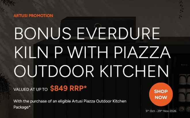 BONUS Everdure Kiln P with Artusi Piazza Outdoor Kitchen