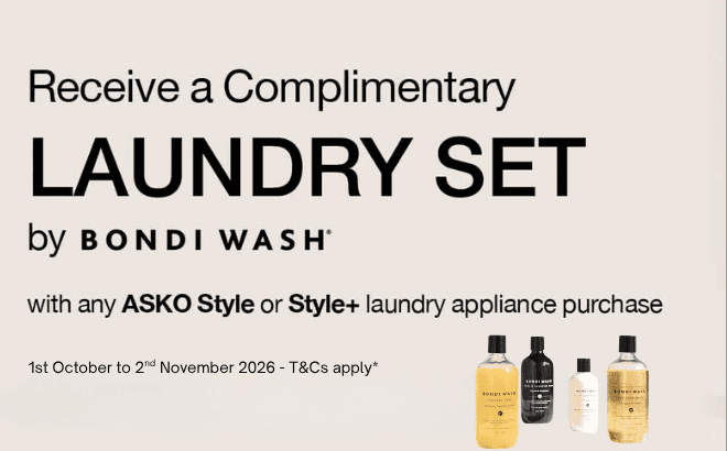 Bonus Bondi Wash Laundry Set with any Asko Style or Style+ laundry appliancs*