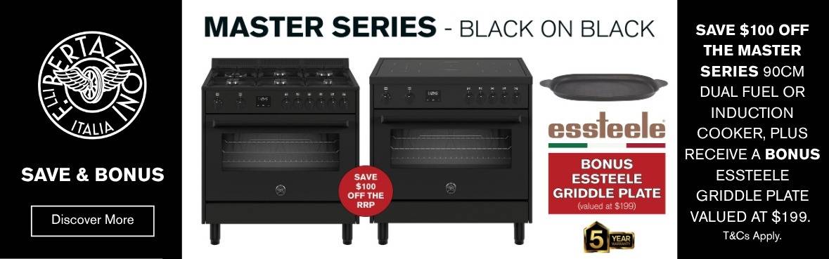 Save $100 off Bertazzoni Master Series 90cm Cooker + Bonus Essteele Griddle Plate valued at $199