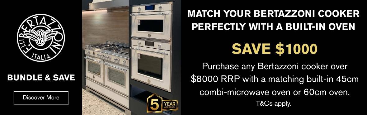 Purchase any Bertazzoni Cooker over $8000RRP with a matching built-in 45cm combi-microwave or 60cm oven*