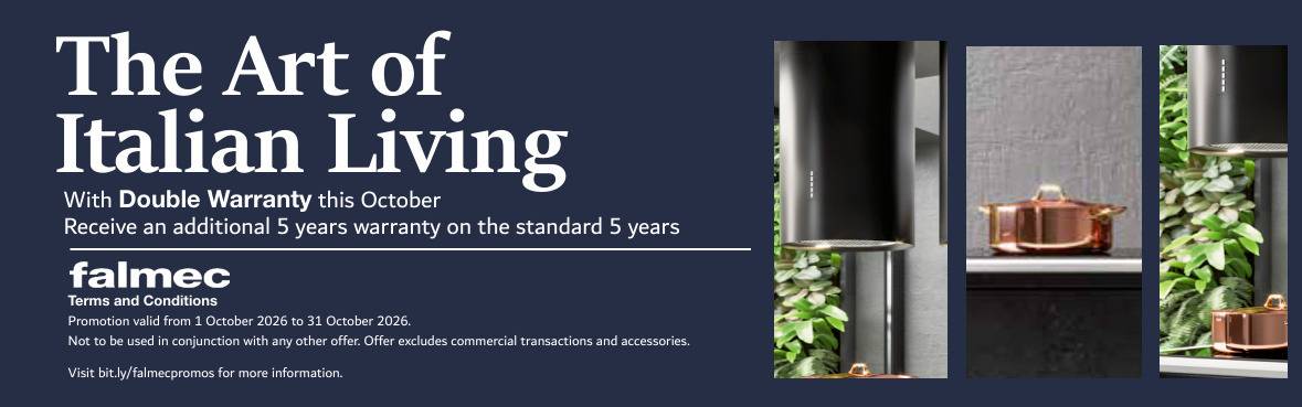 Bonus 5 Year warranty added to standard 5 years on all Falmec products*