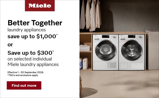 Save up to $1000 on Laundry Packages or Save up to $300 on selected individual Miele Laundry appliances*