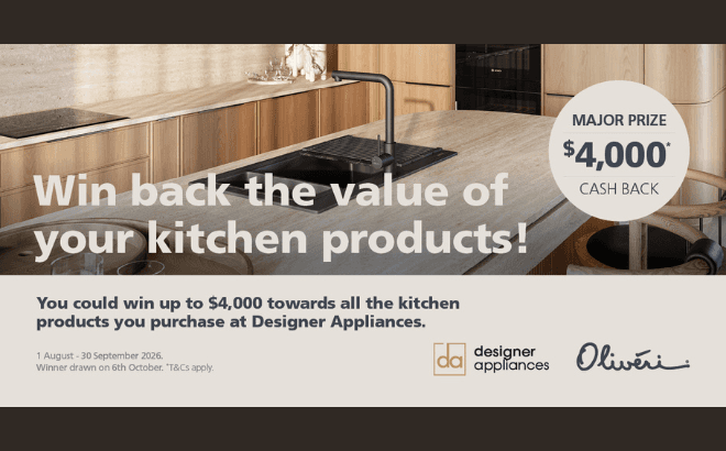Win up to $4000 Cashback when you spend $750+ on Oliveri Products*