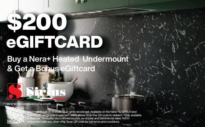 $200 eGiftCard when you buy a Nera+ Heated Undermount Hood*