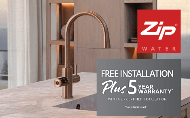 Free Installation + 5 Year Warranty on selected Zip Residential HydroTaps*