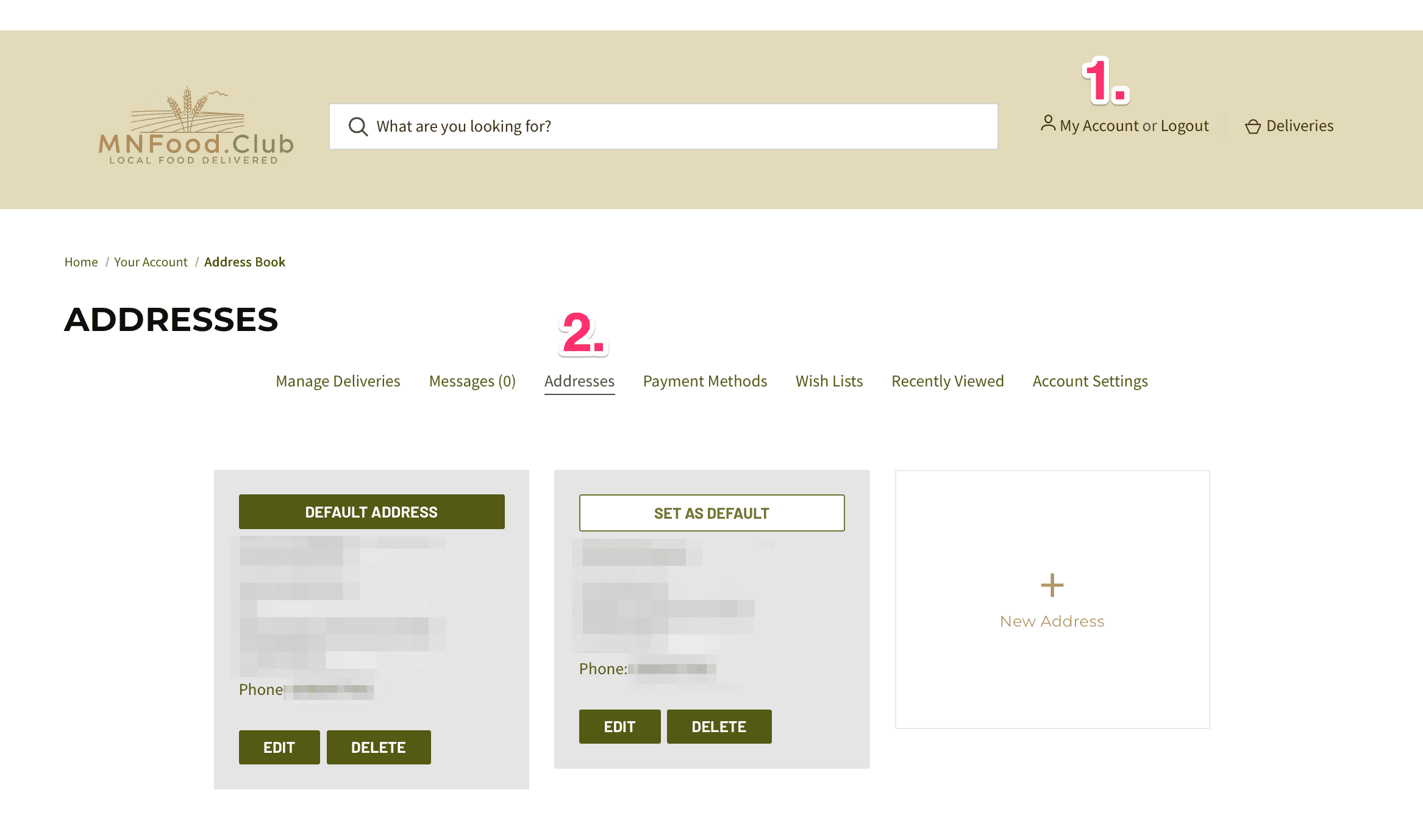 Accessing your addresses