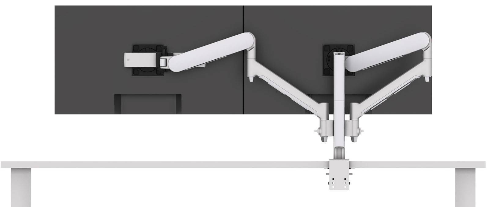 Atdec AWMS-2-DS40 dual dynamic monitor arms on a post