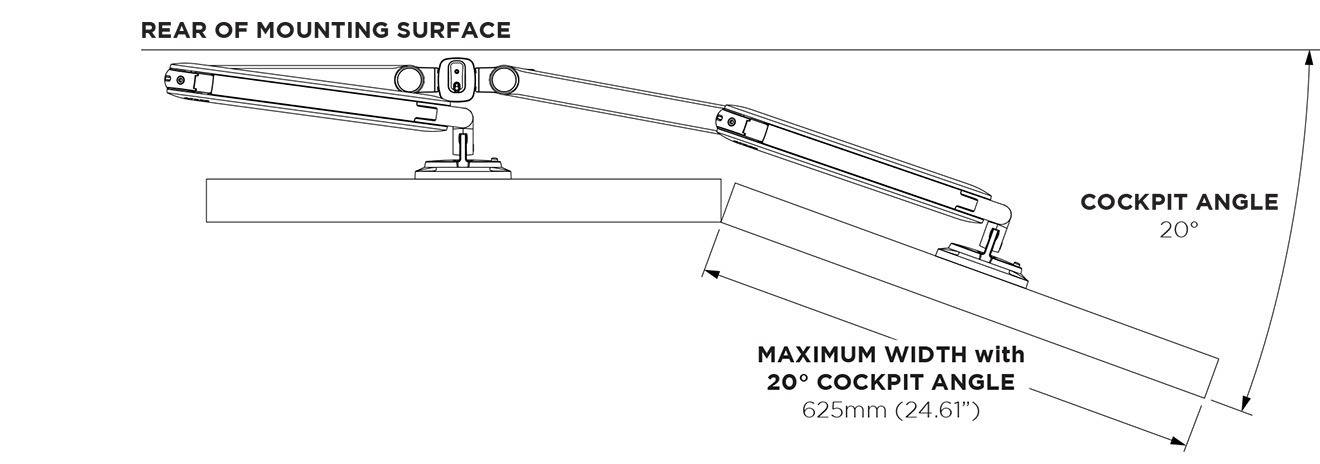 Atdec AWMS-2-D40 positioned for primary-seconday monitor configuration