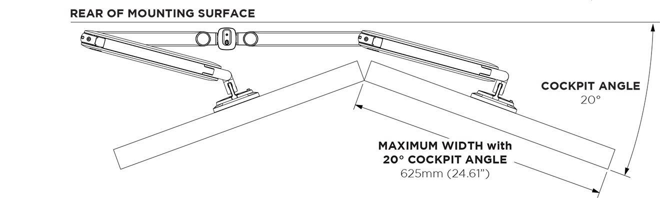 Atdec AWMS-2-D40 positioned for symmetrical monitor configuration