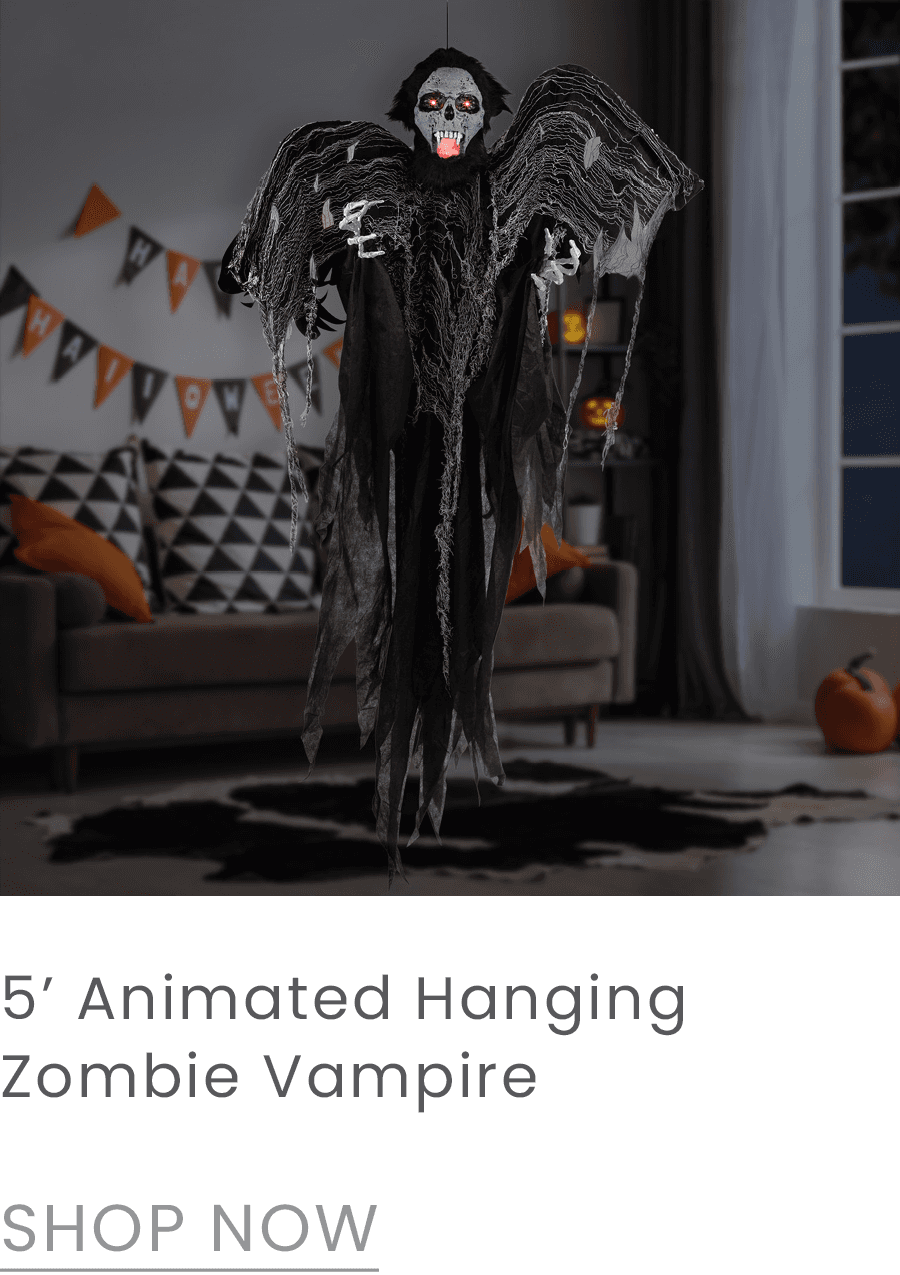 5-foot animated hanging zombie vampire with lights and sound