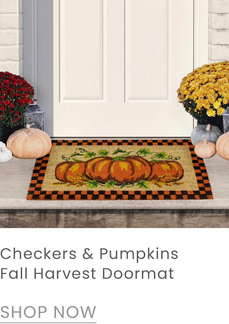 18x30 inch checkered fall harvest pumpkin doormat