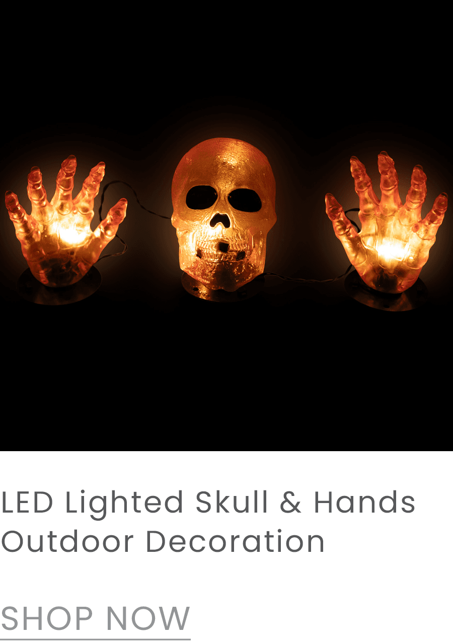 LED Lighted skull and hands outdoor Halloween decoration