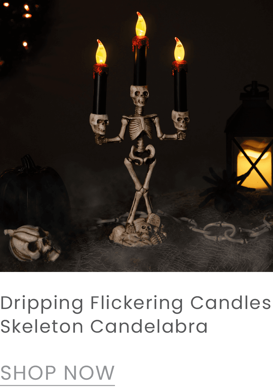 dripping flameless flickering candles skeleton candelabra