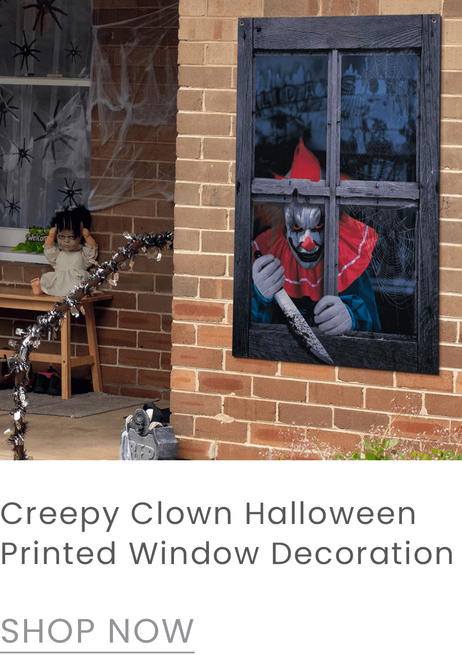 creepy scary clown Halloween window decoration
