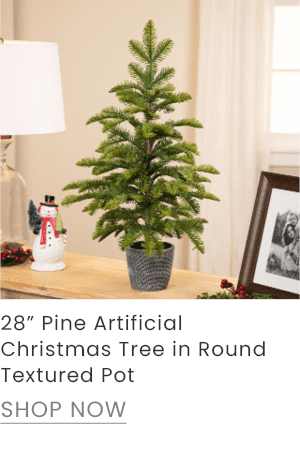 28-inch pine artificial Christmas tree in round textured pot