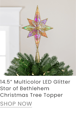 14.5-inch multicolor LED glitter Star of Bethlehem Christmas tree topper
