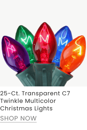 25-count transparent C7 twinkle multicolor Christmas lights