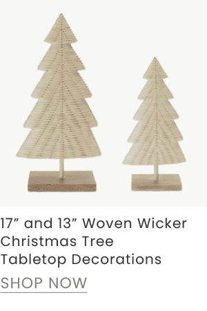 17 and 13-inch woven wicker Christmas tree tabletop decorations