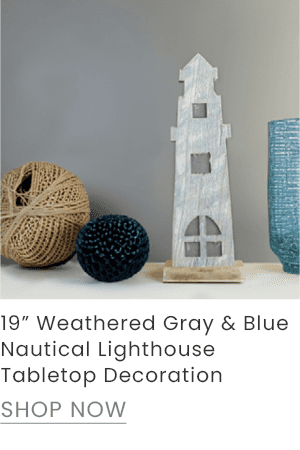 19-inch weathered gray wooden lighthouse tabletop decoration