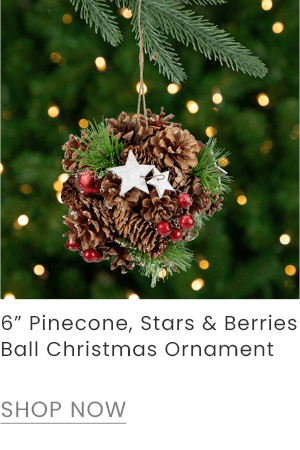 6-inch pinecone, stars and berries Christmas ball ornament