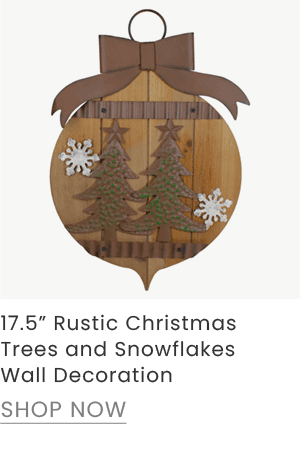17.5-inch rustic Christmas trees and snowflakes wood and metal wall decoration