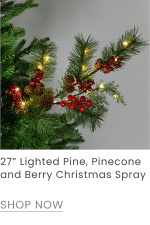 27-inch lighted pine, pinecone and berry Christmas spray