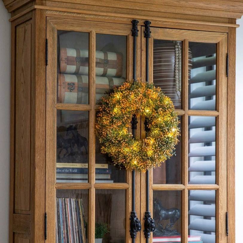 18-inch prelit small boxwood fall harvest wreath