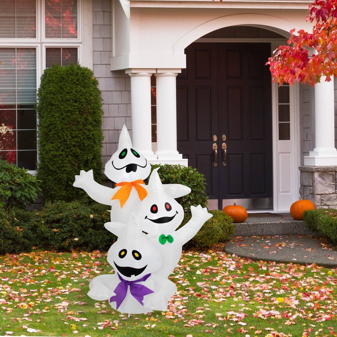 three friendly ghosts inflatable lawn decoration, 3.5 foot