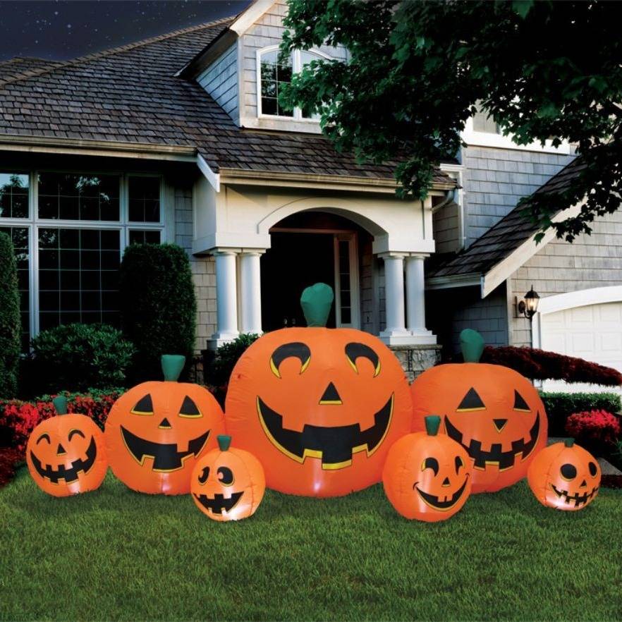 lighted pumpkin patch inflatable yard decoration, 8.5-foot