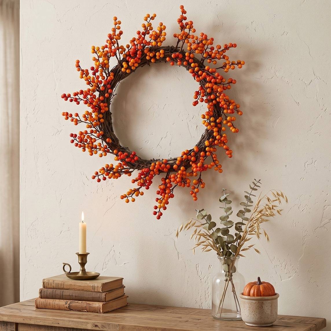 18-inch Artificial berry fall harvest twig wreath