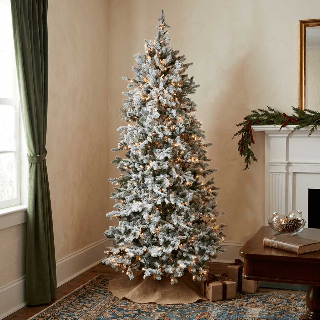 7.5-foot prelit Slim flocked Colorado Spruce Christmas tree