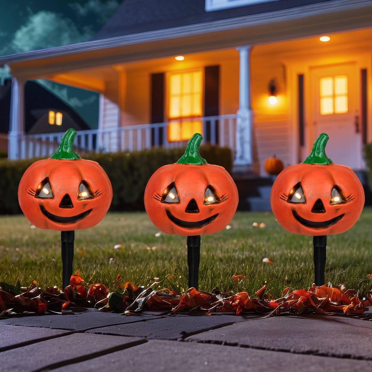 14.5-inch LED lighted jack o lantern outdoor Halloween pathway markers