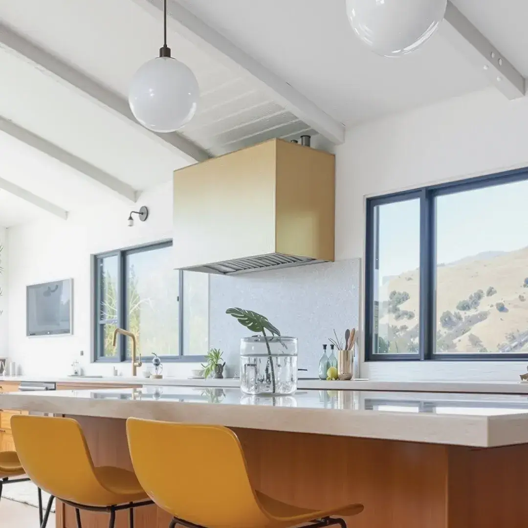 Custom Stainless Range Hood with natural cabinets