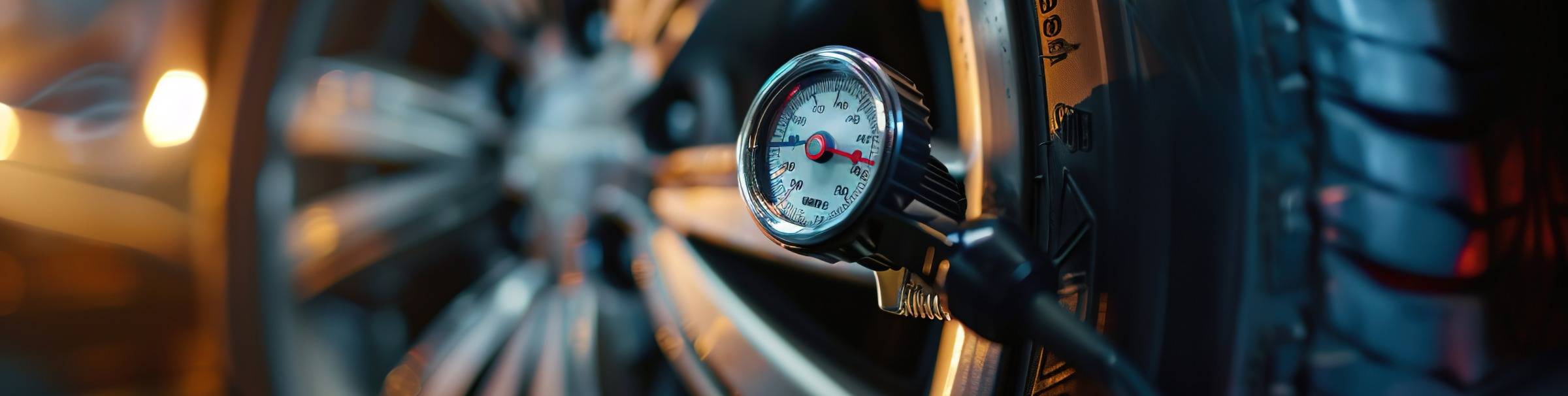Analog Dial Gauge rechecking PSI on tire