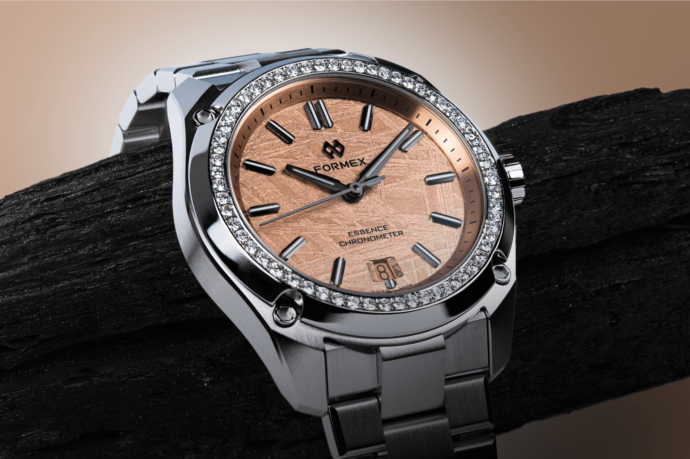 Formex Essence Space Gold with White diamond bezel
