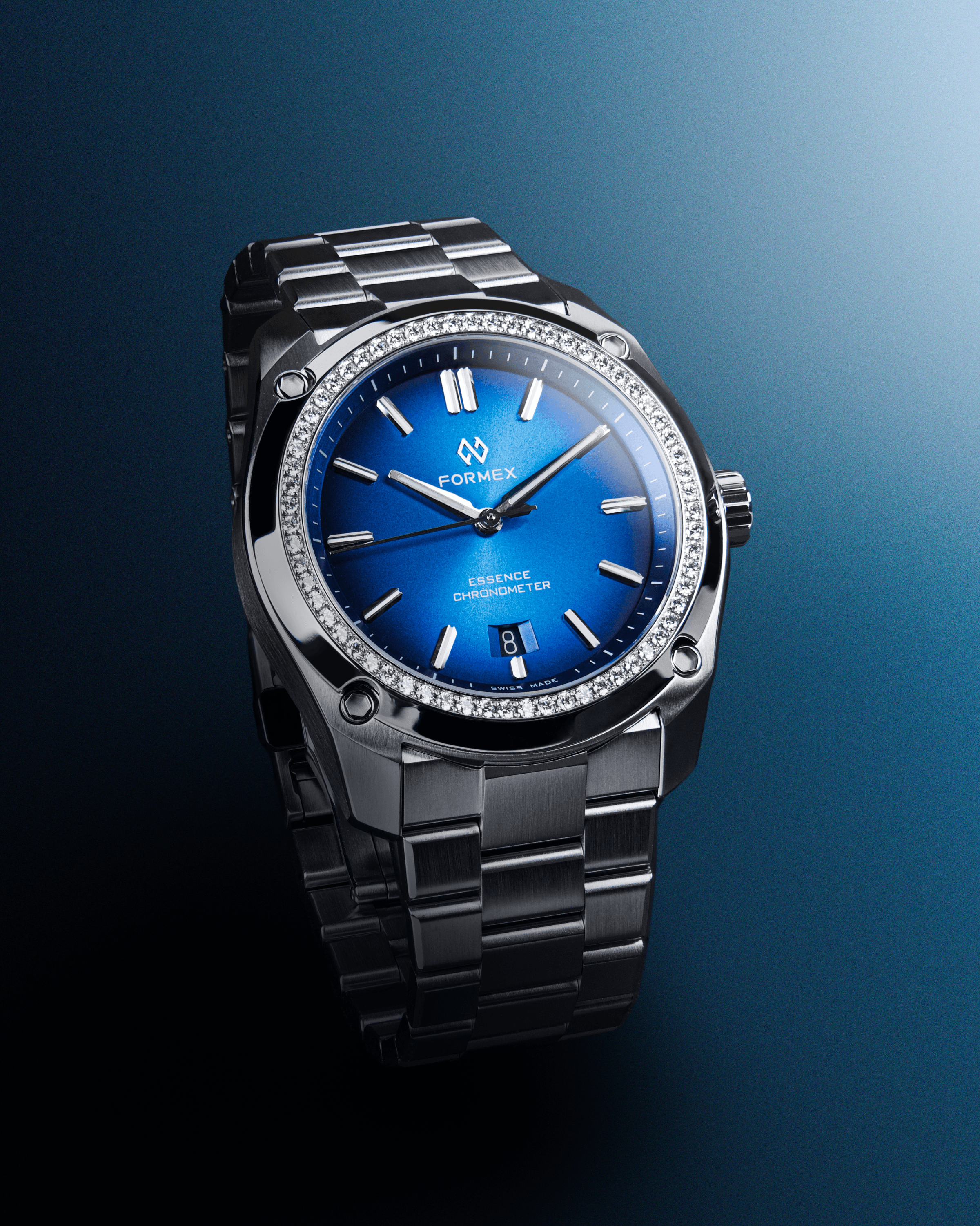 Formex Essence Electric Blue with White diamond bezel