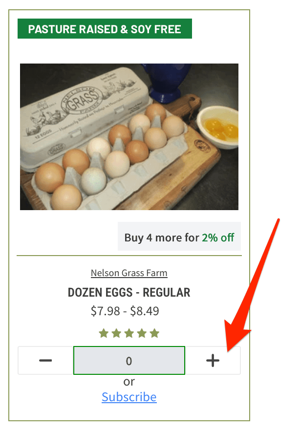 Adding an item from the search page